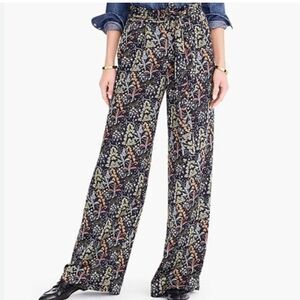 J. Crew Point Sure Jungle Print Crepe Wide Leg Pant size 6